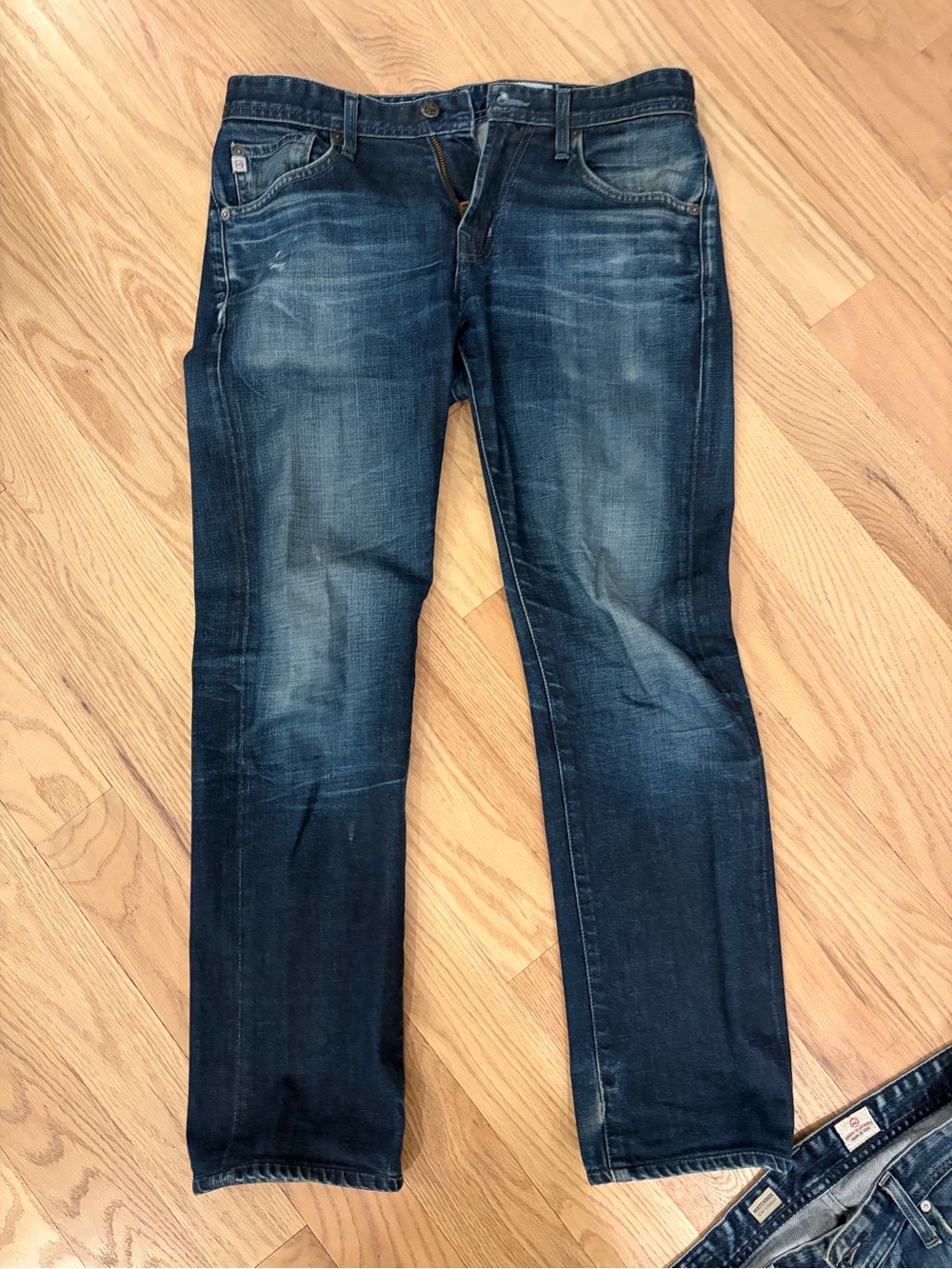 AG Adriano Goldschmied Men's Straight Jeans in Dark Blue Wash